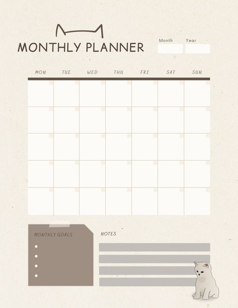 This adorable monthly planner is perfect for cat lovers! It features a cute cat illustration on each month, along with plenty of space to keep track of your appointments, tasks, and goals. The planner is also printed on high-quality paper, so it will last all year long.

Get yours Cute Monthly Planner, Monthly Planner Ideas, Cat Planner, Planner Themes, Study Planner Printable, Personal Planners, Monthly Planner Template, Month Planner, Cute Cat Illustration