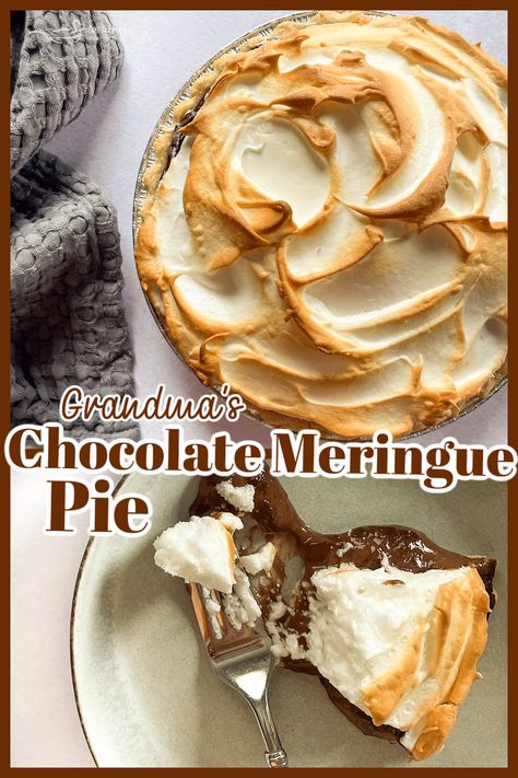 Old Fashioned Chocolate Pie, Homemade Chocolate Pie, Chocolate Meringue Pie, Chocolate Cobbler, Meringue Pie Recipes, Chocolate Meringue, Meringue Recipe, Chocolate Pie Recipes, Pie Pops