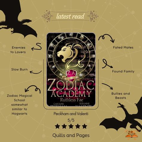 Book Review Ruthless Fae Zodiac Academy Book 2 Author: @carolinepeckham @susanne_valenti #ruthlessfae #zodiacacademy #enemiestolovers #bullyromance #quillsandpages #bookreview Ruthless Fae, Zodiac Academy Book, Slow Burn, Book Review, Hogwarts, Romance, Reading, Books