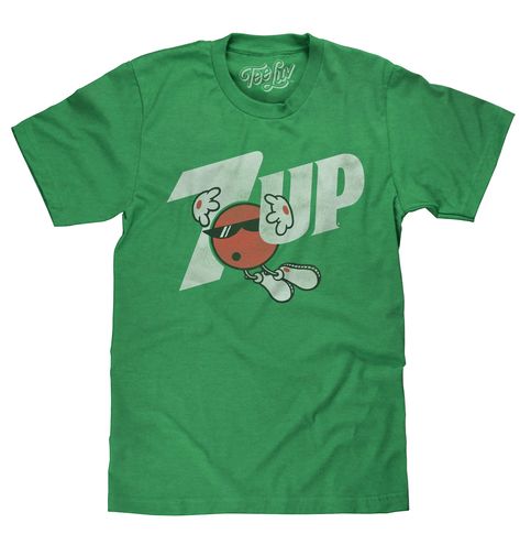 PRICES MAY VARY. Your New Favorite 7UP T-Shirt: Freshen up your wardrobe with the 7Up logo and Cool Spot cartoon mascot - distressed and printed on the softest, green heather t-shirt we could find. Easy Care Tees: This 7UP design is licensed and screen-printed on a soft, poly-cotton t-shirt that goes from the washing machine to the dryer without losing shape, shrinking or fading. Graphic is intentionally distressed for a worn, vintage look. No Fuss Sizing: Tee Luv's novelty soda shirts feature a 7up Logo, Silly Clothes, 7 Up, Casual Night Out, Retro Tee, Logo Shirt, Mountain Dew, Retro Logo, Dream Clothes