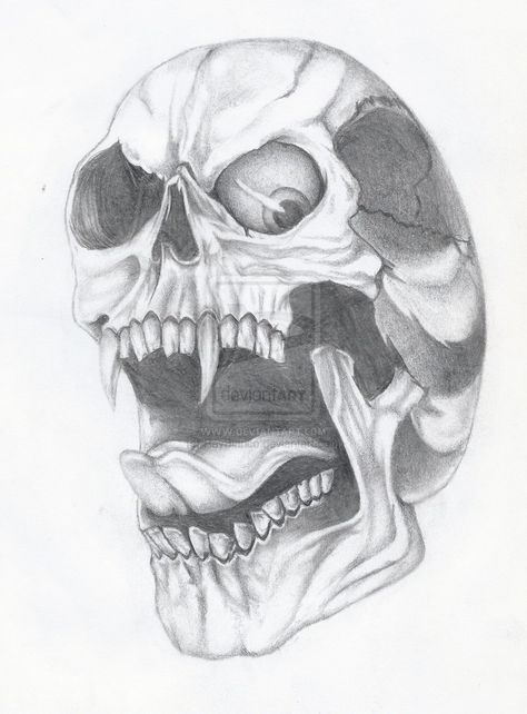 If anyone draws this for me... Bears Tattoo, Bird Skull Tattoo, Dope Drawings, Skull Drawings, Realistic Skull, Evil Skull Tattoo, Vampire Skull, Black Skull Tattoo, Skull Sketch