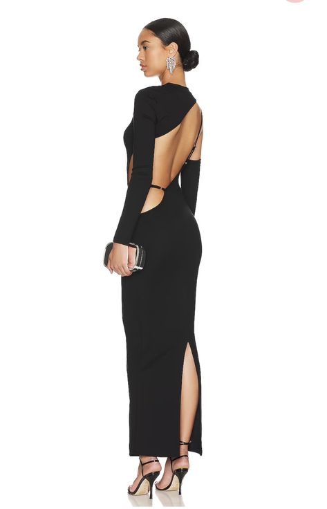 Open Back Gown, Black Attire, Wardrobe Planning, Sleek Look, Sheer Sleeves, Fashion Help, Cotton Style, Latest Styles, Jersey Fabric