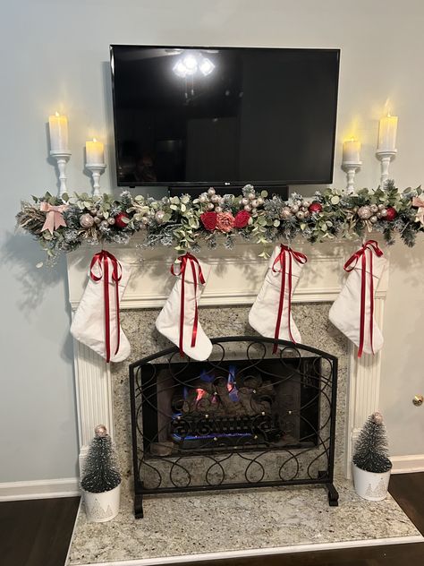 Christmas Decor Fireplace With Tv, Christmas Fireplace Decor With Tv, Metal Entertainment Center, Tv Stand Christmas Decor, Fireplace With Tv, Entertainment Center Shelf, Tv Stand Decor, White Tv Stands, Christmas Fireplace Decor