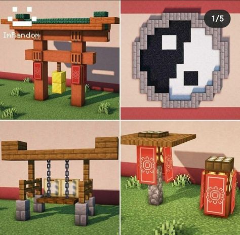 Minecraft Accessories To Build, Japanese Minecraft Banner Designs, Tori Gate Minecraft, Japan Minecraft Builds, Japanese Minecraft Ideas, Japan House Minecraft, Japanese Builds Minecraft, Minecraft Building Ideas Japanese, Minecraft Japanese Interior