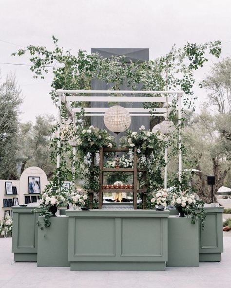 Wedding Bars, Bar Counters, Reception Bar, Event Bar, Green Bar, Portable Bar, Bar Inspiration, White Bar, Bar Styling