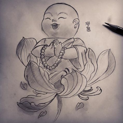 Buddha Tattoo Sleeve, Tattoo Elephant, Buddha Drawing, Buddha Tattoo Design, Buddha Tattoos, Baby Buddha, Buddha Tattoo, Buddha Art Painting, Irezumi Tattoos