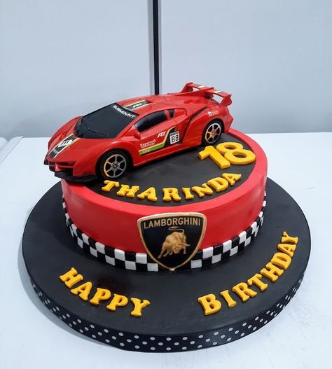 Birthday Cakes For Car Lovers, Ferrari Cakes For Boys, Lamborghini Cakes For Boys, Lamborghini Car Cake, Ferrari Birthday Cake, Red Car Cake, Sports Car Cake, Lamborghini Cake, Car Cakes For Men