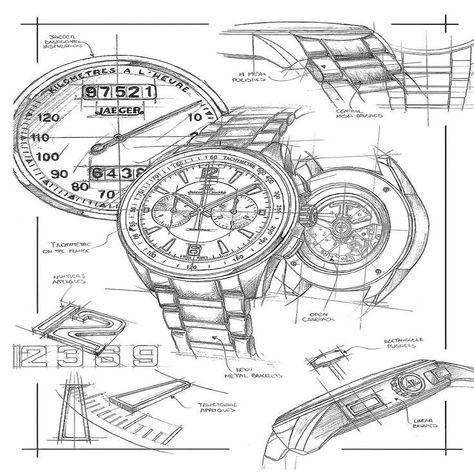 I will 3d product design, cad model technical line drawing and technical illustration Watch Technical Drawing, Watch Design Sketch, Engineering Sketches, Mechanical Sketch, 3d Product Design, Watch Sketch, Mechanical Drawing, Watch Drawing, Conceptual Sketches