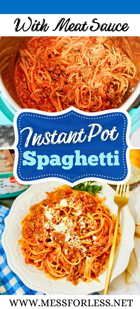 Whip up this Instant Pot Spaghetti And Meat Sauce Recipe in no time! Perfect for busy families looking for a quick and tasty dinner solution. Save this recipe for your next meal plan! Instapot Spaghetti Sauce Recipes, Instant Pot Spaghetti And Meat Sauce, Instant Pot Recipes Spaghetti, Spaghetti Sauce Instant Pot, Ip Spaghetti, Spaghetti Instant Pot, Spaghetti And Meat Sauce, Meat Sauce Recipe, Instant Pot Spaghetti