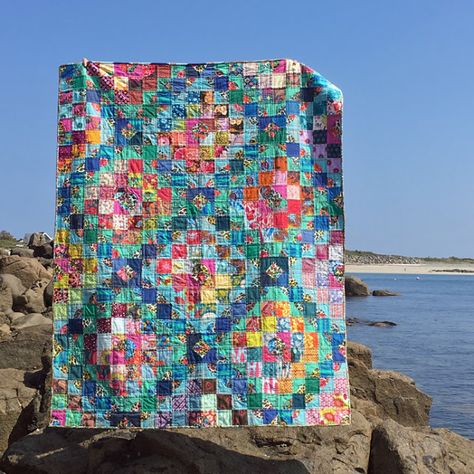 Fish Quilt Pattern, Turquoise Quilt, Around The World Quilt, Crumb Quilt, Fish Quilt, Postage Stamp Quilt, Anna Maria Horner, Here I Go Again, Scrappy Quilt Patterns