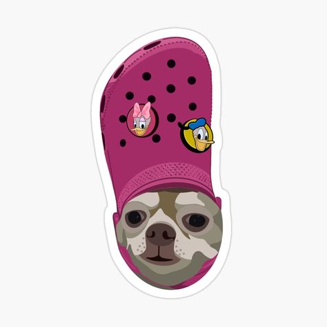 Get my art printed on awesome products. Support me at Redbubble #RBandME: https://www.redbubble.com/i/sticker/Croc-Dog-by-thingsbymer/64081541.EJUG5?asc=u Dog Sticker, Dog Stickers, Cool Stickers, Chihuahua, Sticker Design, My Art, Vinyl Sticker, Awesome Products, Water Resistant