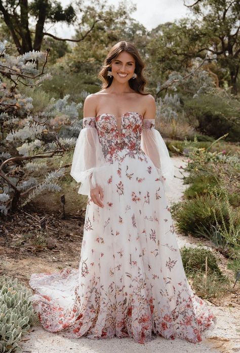 Madi Lane - Season | Trudys Brides Hobbiton Wedding, Enchanted Wedding Dress, Madi Lane, Brides Room, Enchanting Wedding, Enchanted Wedding, Boned Bodice, Australian Flora, Tulle Sleeves