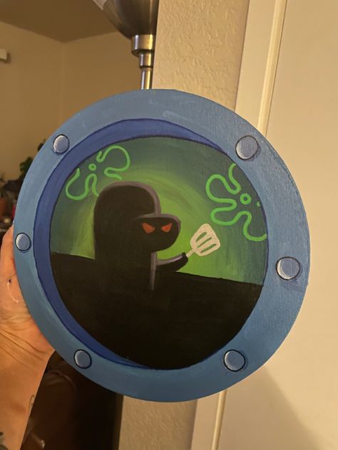 Spongebob Circle Window, Spongebob Porthole Window, Spongebob Looking Out Window, Spongebob Record Painting, Circle Paintings Canvas, Spongebob Window Painting On Wall, Squidward Window Painting, Spongebob Window Painting Square, Circle Window Painting