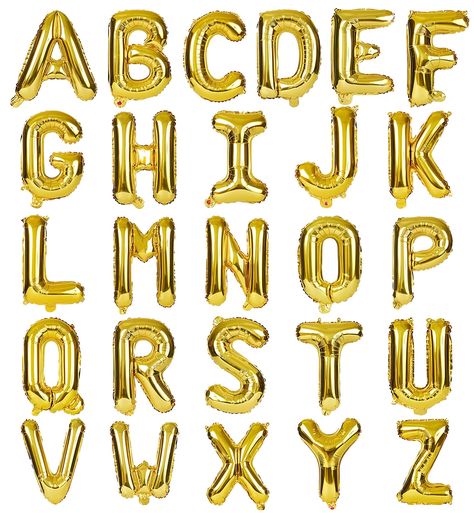 Alphabet Birthday Parties, Mylar Letter Balloons, Alphabet Birthday, Helium Balloons Birthday, Hanging Balloons, Gold Letter Balloons, Giant Letters, Scrapbook Storage, Alfabet Letters