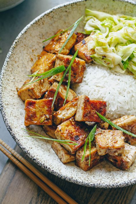 Crispy Five Spice Tofu with Cabbage – healthienut – Easy to follow plant-forward recipes Savory Tofu Recipes, Tofu Cabbage Recipes, Crispy Pan Fried Tofu, Food Cycle, Cabbage Tofu, Cabbage And Rice, Tofu Cabbage Stir Fry, Chinese Five Spice Tofu, Tofu Wraps