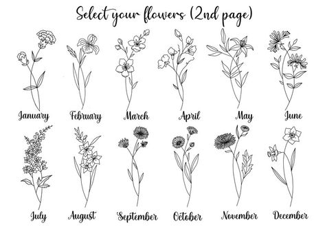 Flower Month Tattoo Ideas, Birth Month Flowers Tattoo, Tattoo Bouquet, Name Flower Tattoo, Motherhood Tattoos, Olive Branch Tattoo, Sister Tattoo Designs, Flower Bouquet Tattoo, May Birth Flowers