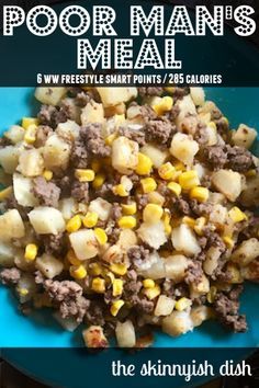 The Poor Man’s meal isn’t fancy or winning any awards, but it’s one of the most simple and delicious comfort foods around. Meat, hash browns and corn join seasoning to create this tasty and hearty midwest skillet full of flavor. #poorman #skillet #ww Poor Mans Recipes, Best Hamburger Recipes, Meat And Potatoes Recipes, Hamburger Steaks, Poor Man, Beef And Potatoes, Hamburger Meat, Hamburger Recipes, Hash Browns