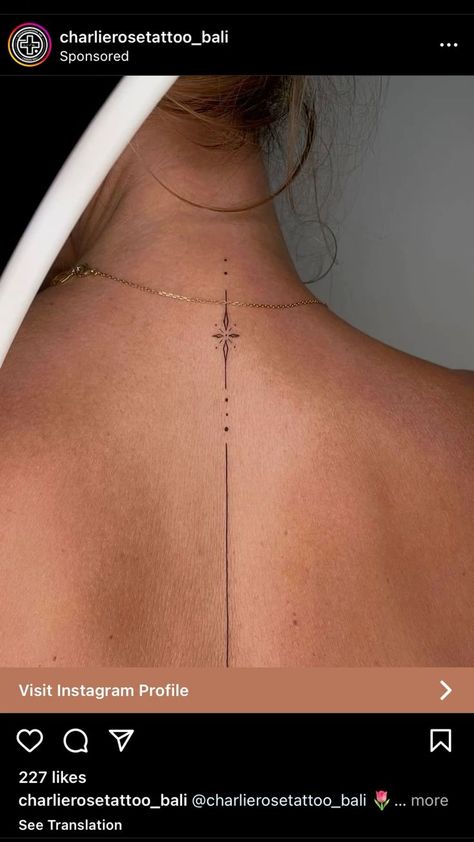 Decorative Spine Tattoo, Boho Back Tattoo, Fine Spine Tattoo, Minimalistic Spine Tattoo, Constellation Back Tattoo, Minimalist Spine Tattoo, Tattoo Ideas Elegant, Tattoo Ideas Placement, Delicate Spine Tattoo