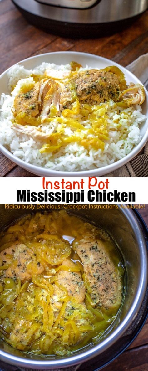 image of Mississippi chicken in an instant pot from alyona's cooking Crockpot Chicken Breasts, Instant Pot Mississippi Chicken, Recipes With Banana Peppers, Dry Ranch Mix, Mississippi Chicken, Ranch Mix, Banana Peppers, Mississippi Pot Roast, Instant Pot Recipes Chicken