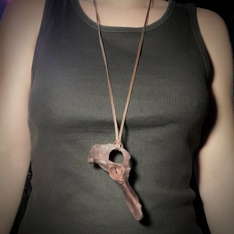 Real Dyed Coyote Hip Bone Faux Leather Cord Necklace - Ethically sourced - >> Available for purchase on Poshmark and Mercari. Check my bio for the links to them. << #goth #gothic #gothicstyle #gothicfashion #gothfashion #punkstyle #festivalfashion #grungestyle #grungefashion #bouquetofbones #poshmark #mercari #mercariseller #taxidermy #taxidermist #vultureculture #bones #oddities #oddity #animalbone #animalbones #animalbonejewelry #vulturecultureart #vultureculturejewelry #postapocalyptic #... Animal Bone Jewelry, Hip Bone, Vulture Culture, Leather Cord Necklace, Bone Jewelry, Leather Corded Necklace, Animal Bones, Cord Necklace, Taxidermy