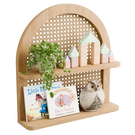 PRICES MAY VARY. 【UNIQUE HANDMADE RATTAN SHELF】Eostbe rattan wall shelf is handmade, utilizing quality pine wood and hand-woven rattan craftsmanship, perfect for those who love nature, love the outdoors, and want to bring a rustic, country feel to your baby decor. You can use it to display decor, plants, or books. 【BOHO DECORATIVE SHELF】Getting this exquisite bohemian wicker wall shelf is sure to be a great experience, the neutral color and sleek design means it will perfectly match any style of Wicker Wall Shelf, Rattan Nursery, Rattan Wall Shelf, Books Nursery, Baby Minimalist, Nursery Shelf, Shelf For Living Room, Rattan Wall, Decorative Shelf