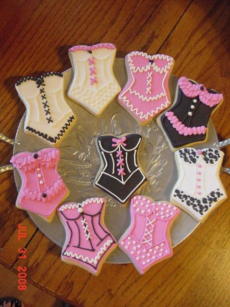 lingerie cookies again Lingerie Cake, Corset Cookies, Bachelorette Party Cookies, Corset Cake, Lingerie Cookies, Bachelorette Cookies, Cookie Contest, Lingerie Shower, Sugar Cookie Frosting