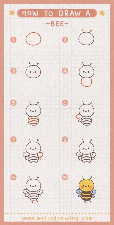 how to draw a bee Drawings step by step for kids #drawingsstepbystepforkids Drawing ideas #drawingideas Drawing ideas for kids #drawingideasforkids 4.875 How To Draw A Bumble Bee Step By Step, How To Draw A Bee, A Bee Drawing, Cute Bee Drawing, Draw A Bee, Doodle Art For Beginners, Bee Drawing, Bee Free, Bee Illustration