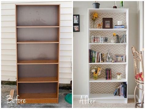 Bookcase Upcycle, Upcycle Bookcase, Vinyl Furniture, Bookcase Makeover, Bookshelf Makeover, Green Painted Furniture, Painting Laminate, Indian Room Decor, Bookcase Diy