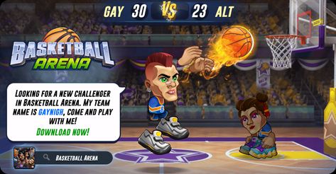 Looking for a new challenger in Basketball Arena. My team name is gaynigh, come and play with me! Download now! https://app.adjust.com/5t7gxjd_g6ws1sj #basketballarena @basket_arena Basketball Arena, Game Wallpaper Iphone, New Challenger, Panther Art, Cobra Kai Dojo, Team 8, Avatar Picture, Funny Profile, Gaming Wallpapers