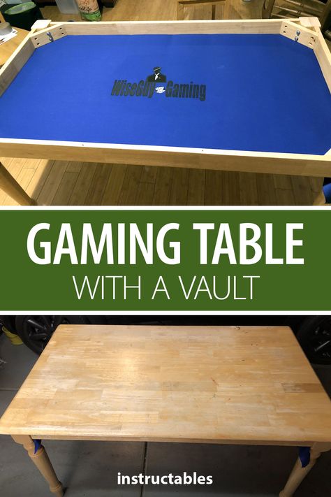 cyberogre designed this gaming table for D&D and board games. It looks like a normal dining table until you take off the top to reveal the vault below. #Instructables #workshop #woodworking #woodshop #furniture D&d Table Gaming Diy, Puzzle Dining Table, Dining Room Game Table, Diy Game Table How To Build, Diy Board Game Table Topper, Board Game Table Topper, Diy Gaming Table Plans, Gaming Dining Table, Diy Game Table Ideas