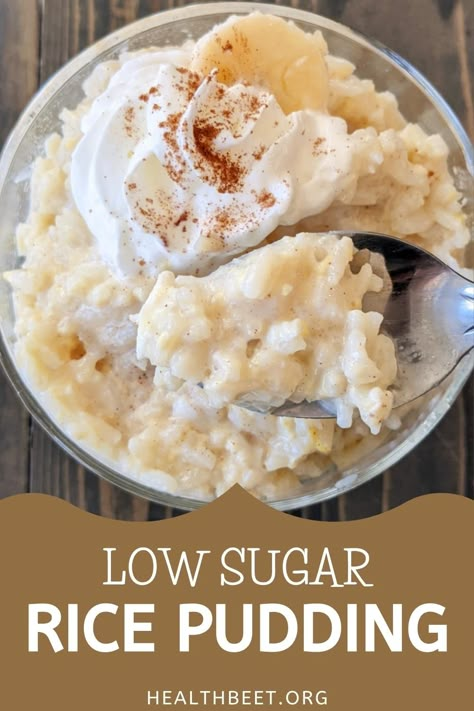 All about rice, comparing calories and macros. Plus, delicious recipe for low sugar rice pudding Low Calorie Rice Recipes, Health Beet, Easy Rice Pudding, Baked Rice Pudding, Healthy Pudding, Rice Pudding Recipes, Sugar Rice, Low Sugar Desserts, Souffle Recipes