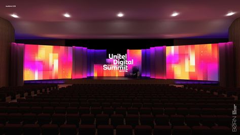 Unitel, Digital Summit (2019) :: Behance Summit Stage, Event Booth, Event Graphics, Stage Set Design, Event Design Inspiration, Event Backdrop, Identity Design Logo, Event Branding, Stage Set