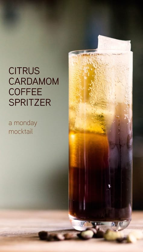 citrus cardamom coffee spritzer AKA monday mocktail — Recipe Fiction Cardamom Coffee, Recipes By Ingredients, Coffee Drink Recipes, Cocktail Drinks Recipes, Coffee Cocktails, Mocktail Recipe, Coffee In The Morning, Drink Menu, Drink Coffee