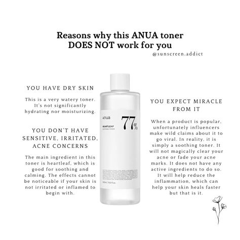 Let's talk about Anua Heartleaf 77 Toner I love this toner for my combo/oily acne skin, but I also know many ppl talk about it like it's the worst toner that has ever been made. The truth is just like any other skincare products, it will not work for EVERYONE. Here are some potential reasons why it doesn't work for you. #anuaheartleaf #anuatoner #anuaheartleafsoothingtoner #anua Does this toner work for you? Best Toner For Oily Skin, 77 Toner, Toner For Oily Skin, Best Toner, Beauty Tips For Skin, American Brand, Acne Skin, Let's Talk About, Keto Diet Plan