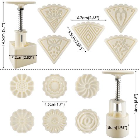 2 Sets Mooncake Mold Press 50g with 11 Stamps, SENHAI Flower and Triangle Shape Decoration Tools for Baking DIY Cookie - White: Amazon.co.uk: Kitchen & Home Boutique Patisserie, Mooncake Recipe, Chocolate Candy Cake, Moon Cake Mold, Baking Games, Cake Molds, Plungers, Diy Cake Decorating, Diy Cookie