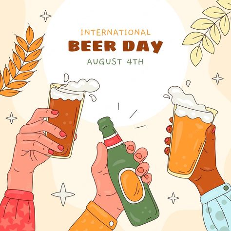 Premium Vector | Hand drawn illustration for international beer day celebration Ads Illustration, Beer Event, International Beer Day, Party Illustration, Beer Day, Beer Party, Hand Drawn Illustration, Drawn Illustration, Beer Garden