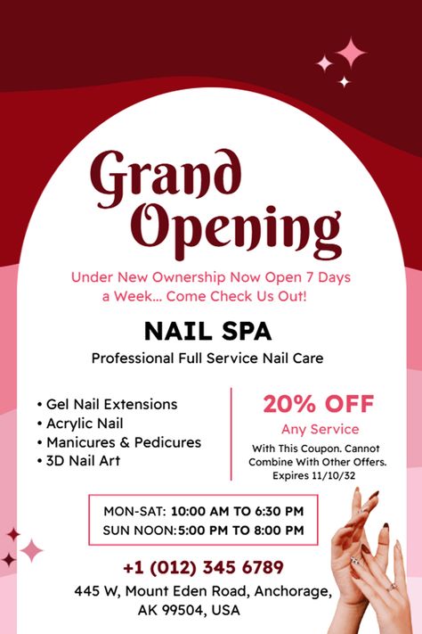 #NailSpaOpeningFlyer #GrandOpeningFlyer #NailSalonFlyer #BeautyBusinessFlyer #SpaFlyerDesignFlyer #NailSalonMarketingFlyer #NewSalonOpeningFlyer #BeautyBrandFlyer #LuxuryNailSpaFlyer #SpaPromotionsFlyer #NailArtFlyer #NailCareFlyer #SalonMarketingFlyer #FlyerDesign #NailSalonFlyerDesign Spa Grand Opening, Grand Opening Flyer, Modern Layout, Gel Nail Extensions, Money Design, New Nail, 3d Nail Art, Nail Extensions, Beauty Business