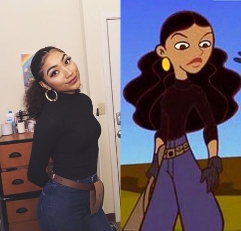 Kim Possible Costume Diy, Monique Kim Possible, Diy Halloween Costumes For Girls, Kim Possible Costume, Cartoon Halloween Costumes, Character Halloween Costumes, 90s Halloween Costumes, Black Halloween Costumes, Halloween Kids Costumes Girls