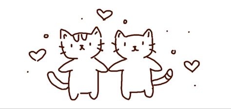 doodle of two cats holding hands with hearts and stars around them Two Cats In Love Aesthetic, Cute Drawing Couple Aesthetic, Loving Cats Drawing, 4 Cats Drawing, Cute Sketches Couples, Simple Cute Love Drawings, Cute Cats In Love Drawing, Cute Doodles Of Couples, Cute Aesthetic Love Drawings