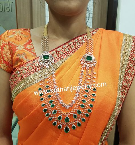 Long Diamond Necklace, Diamond Haram, Diamond Necklace Indian, Diamond Gold Earrings, Indian Diamond Jewellery, Bridal Diamond Necklace, Bracelets Diamond, Pure Gold Jewellery, Antique Gold Jewelry Indian