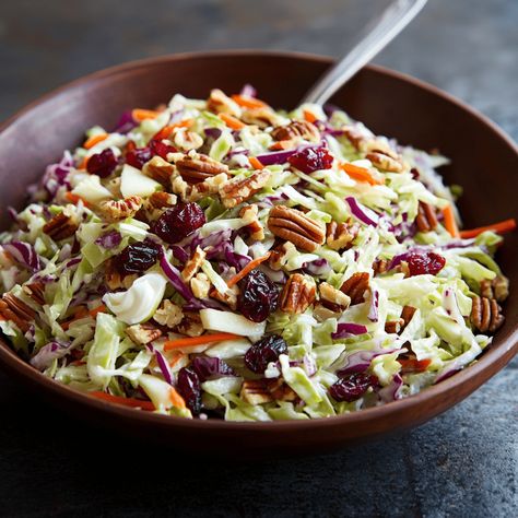 Transform Your Holiday Feast with Cranberry-Pecan Slaw Cranberry Coleslaw Recipe, Christmas Slaw, Thanksgiving Slaw, Traditional Thanksgiving Sides, Martha Stewart Thanksgiving, Yule Holiday, Thanksgiving Salad, Traditional Thanksgiving, Easy Salad