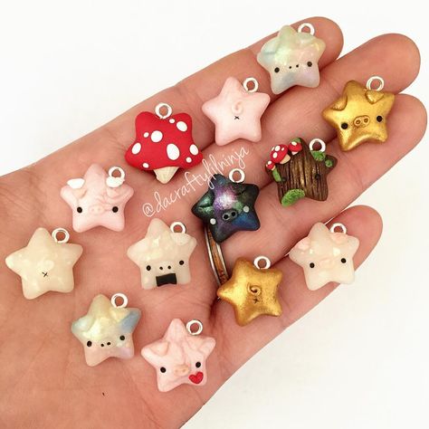 Star Polymer Clay, Precious Metal Clay Jewelry, Polymer Clay Kawaii, Clay Keychain, Polymer Clay Animals, Polymer Crafts, Cute Polymer Clay, Polymer Clay Miniatures, Cute Clay