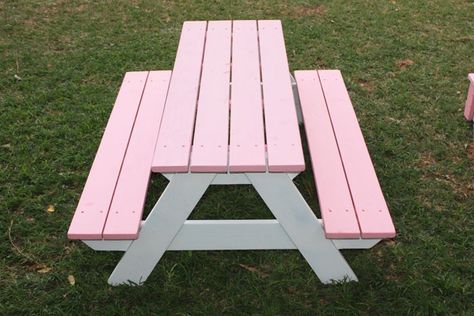 Painted Picnic Table, Kids Outdoor Table, Painted Picnic Tables, Picnic Table Makeover, Art Tables, Kids Picnic Table, Wooden Picnic Tables, Wooden Closet, Kids Picnic