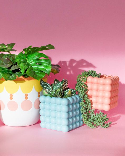 Colourful and Fun planters teen gift Quirky Planters, Funky Planters, Diy Planters Pots, Fun Planters, Colorful Planters, Planter Gift, Quirky Home Decor, Ceramic Candle, Diy Planters