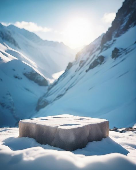 Photo empty ice podium for product sunny... | Premium Photo #Freepik #photo Product Design Poster Ideas, Digital Imaging Product, Product Design Poster, Ice Background, Background Mountain, Outdoor Background, Ice Mountain, Ice Texture, Product Ads