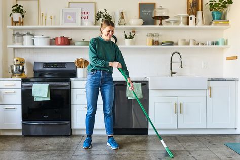 The Single Best Thing You Can Do If You Want a Cleaner, Less Cluttered Kitchen | Kitchn Tide Laundry Detergent, Dishwasher Tabs, Microfiber Couch, Utility Closet, Clean Microwave, Glass Cooktop, Broom And Dustpan, The Home Edit, Food Scraps