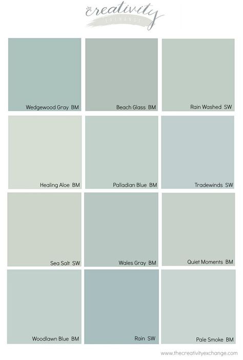 Benjamin Moore Wedgewood Gray, Wedgewood Gray, Woodlawn Blue, Most Popular Paint Colors, Palladian Blue, Blue Gray Paint Colors, Blue Gray Paint, Popular Paint Colors, Bathroom Paint Colors