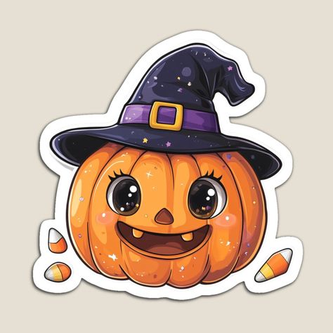 Get my art printed on awesome products. Support me at Redbubble #RBandME: https://www.redbubble.com/i/magnet/Sparkly-Halloween-Pumpkin-with-Witch-Hat-by-Montririni/163910877.TBCTK?asc=u Halloween Calabazas, Pumpkin With Witch Hat, Cute Halloween Stickers, Vespa Illustration, Sparkly Halloween, Deer Cartoon, Halloween Toddler, Halloween Hat, Stickers Halloween