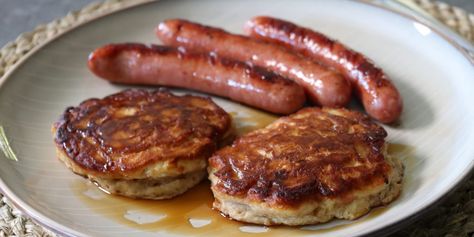 Apple Fritter Pancakes, Parmesan Crusted Potatoes, Caramel Apple Dump Cake, Apple Fritter, Chef John, Apple Pancakes, Apple Fritters, Pancakes And Waffles, Breakfast Dishes