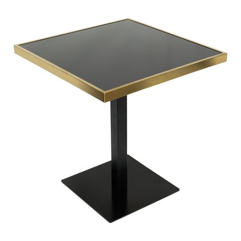 Perry Dining Table 28 Square | ASTELE Square Restaurant Table, One Leg Table Design, Table Restaurant Design, Cafe Table Design, Black Glass Table, Restaurant Tiles, Restaurant Seating Design, Restaurant Table Design, Restaurant Dining Table